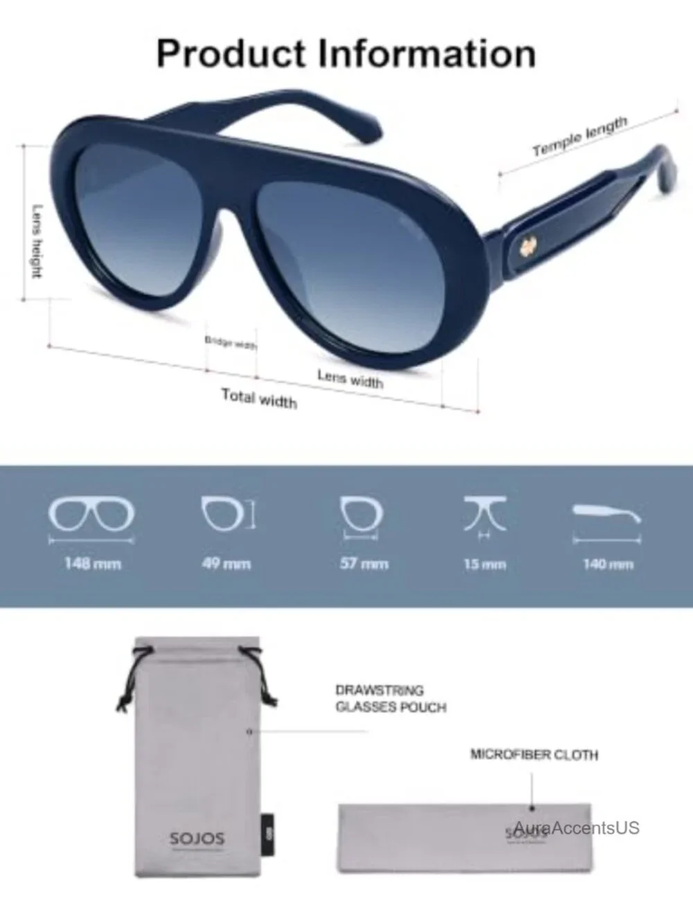 Oversized Polarized Aviator Sunglasses UV400 TAC Lens Full Frame